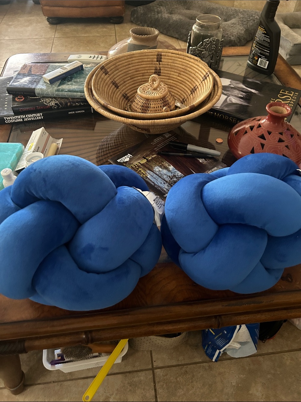 Source Unknown Blue Knot Throw Pillows (Pair)